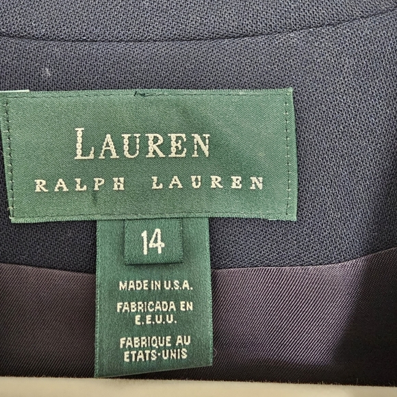Lauren Ralph Lauren Navy Wool Blazer Signature Crown Crest Chest Pocket Sz 14 - Picture 12 of 14